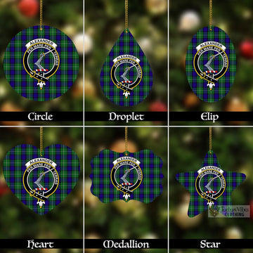 Tartan Vibes Clothing Alexander Tartan Christmas Aluminium Ornament with Family Crest
