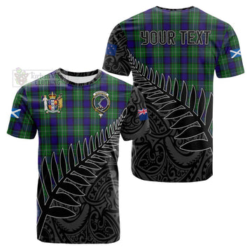 Tartan Vibes Clothing Alexander Crest Tartan Cotton T-shirt with New Zealand Silver Fern Half Style