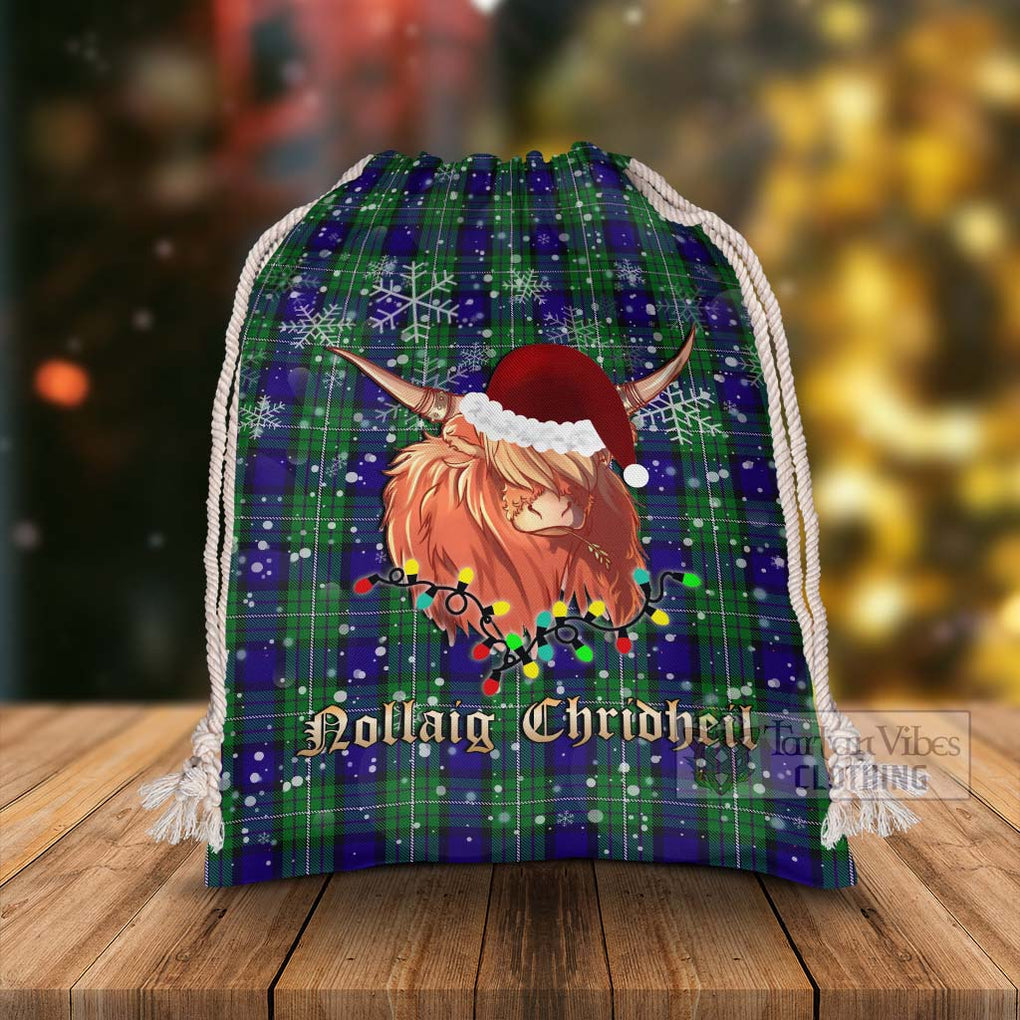 Tartan Vibes Clothing Alexander Tartan Christmas Santa's Bag with Highland Cow