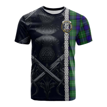 Tartan Vibes Clothing Alexander Tartan Cotton T-shirt with Family Crest Cross Sword Thistle Celtic Vibes