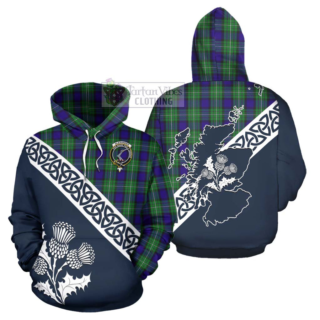 Tartan Vibes Clothing Alexander Tartan Hoodie Featuring Thistle and Scotland Map