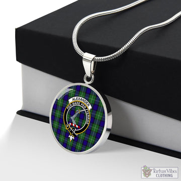 Tartan Vibes Clothing Alexander Tartan Circle Necklace with Family Crest