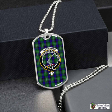 Tartan Vibes Clothing Alexander Tartan Dog Tag Necklace with Family Crest