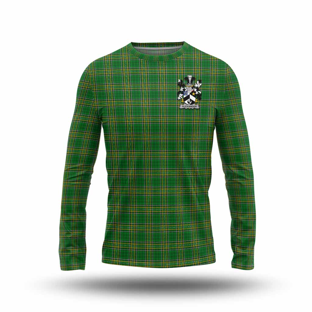 Tartan Vibes Clothing Alexander Irish Clan Tartan Long Sleeve T-Shirt with Coat of Arms