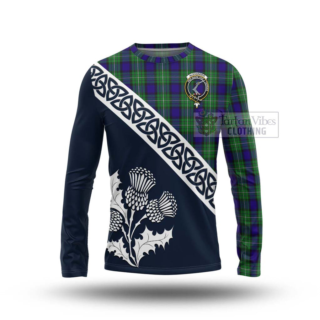 Tartan Vibes Clothing Alexander Tartan Long Sleeve T-Shirt Featuring Thistle and Scotland Map