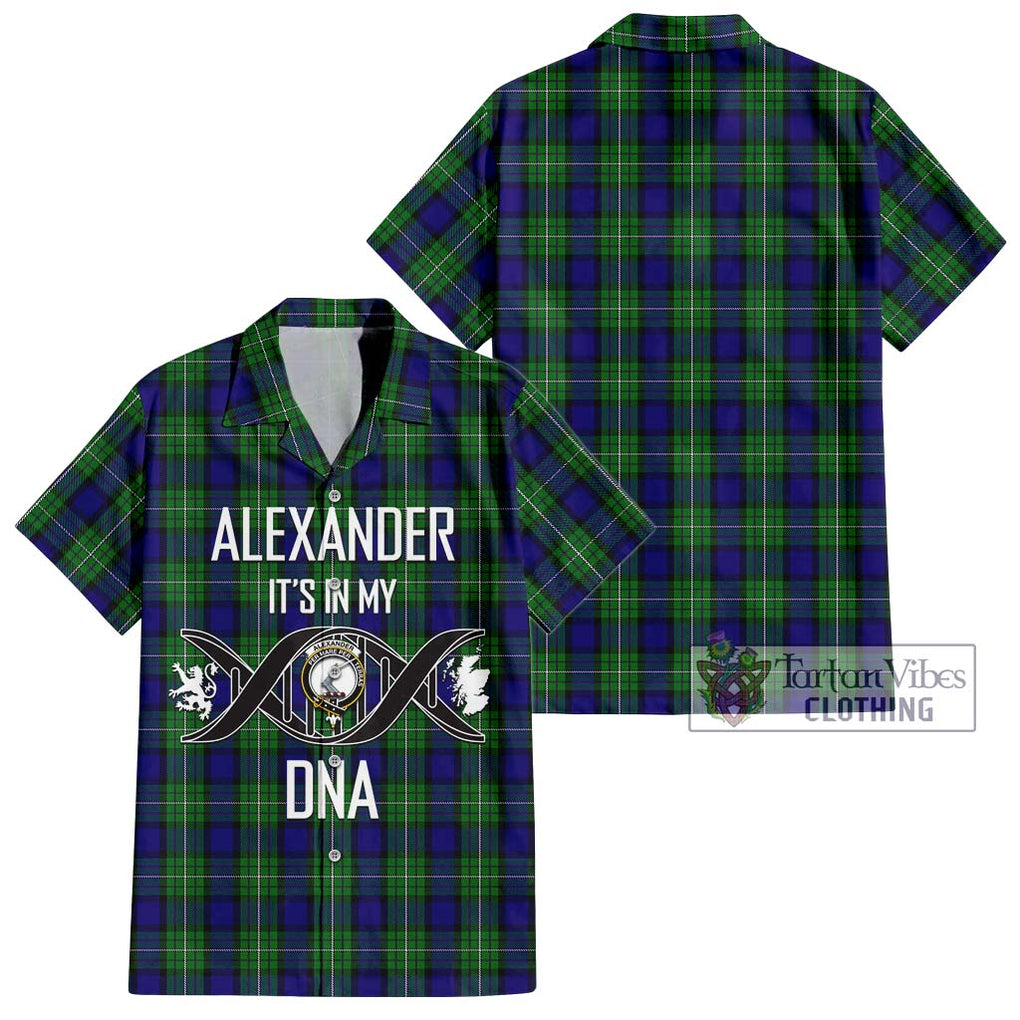 Alexander Tartan Short Sleeve Button Shirt with Family Crest DNA In Me Style Kid - Tartanvibesclothing Shop