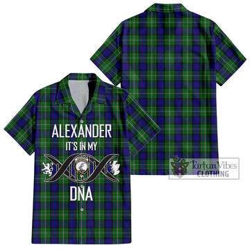 Alexander Tartan Short Sleeve Button Shirt with Family Crest DNA In Me Style Kid - Tartanvibesclothing Shop