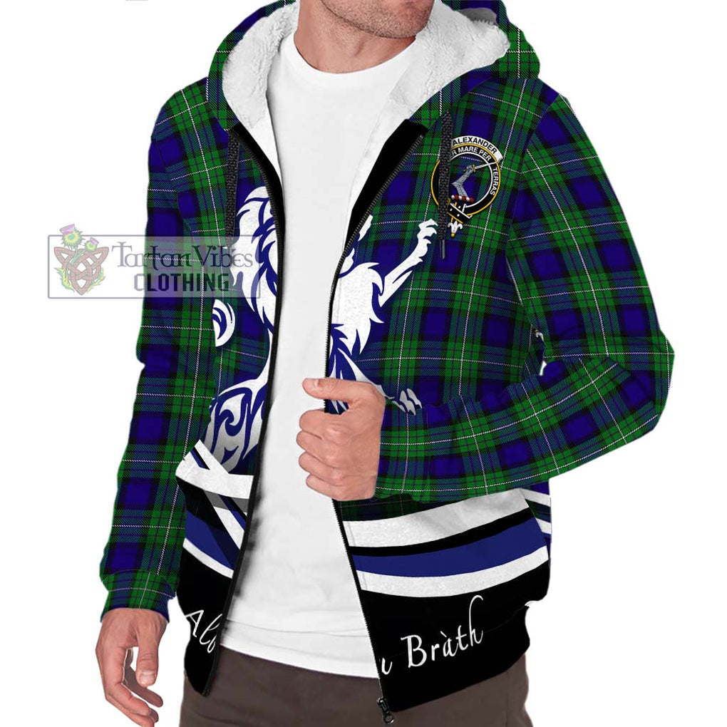 Alexander Tartan Sherpa Hoodie with Alba Gu Brath Regal Lion Emblem Unisex S - Tartanvibesclothing Shop