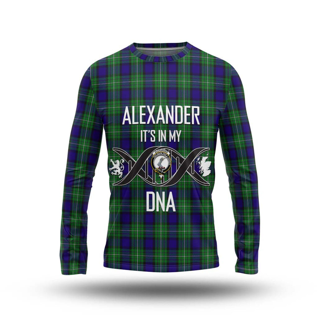 Alexander Tartan Long Sleeve T-Shirt with Family Crest DNA In Me Style Unisex - Tartanvibesclothing Shop