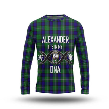 Alexander Tartan Long Sleeve T-Shirt with Family Crest DNA In Me Style Unisex - Tartanvibesclothing Shop