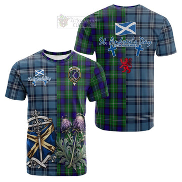 Tartan Vibes Clothing Alexander Tartan Cotton T-shirt Happy St. Andrew's Day Half Tartan Style