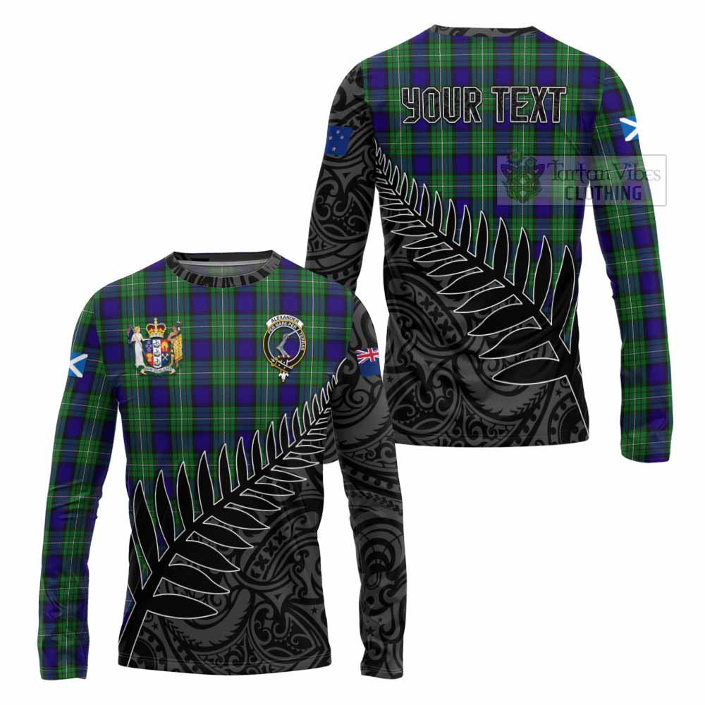 Tartan Vibes Clothing Alexander Crest Tartan Long Sleeve T-Shirt with New Zealand Silver Fern Half Style