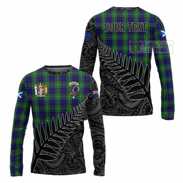 Tartan Vibes Clothing Alexander Crest Tartan Long Sleeve T-Shirt with New Zealand Silver Fern Half Style