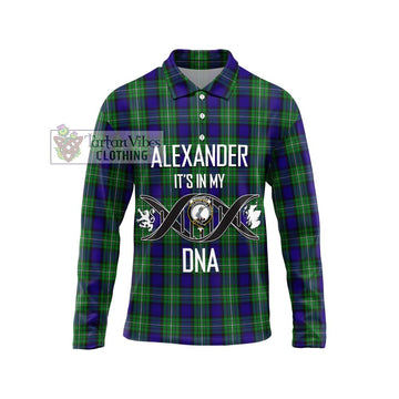 Alexander Tartan Long Sleeve Polo Shirt with Family Crest DNA In Me Style Unisex - Tartanvibesclothing Shop