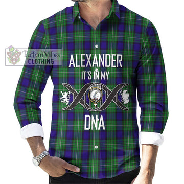 Alexander Tartan Long Sleeve Button Shirt with Family Crest DNA In Me Style Men's Shirt S - Tartanvibesclothing Shop