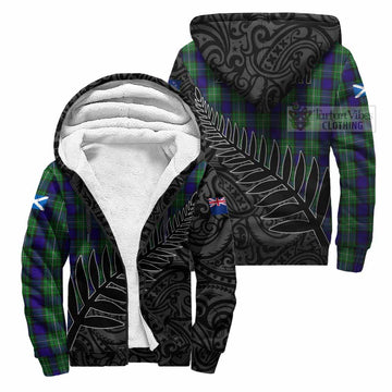 Tartan Vibes Clothing Alexander Crest Tartan Sherpa Hoodie with New Zealand Silver Fern Half Style