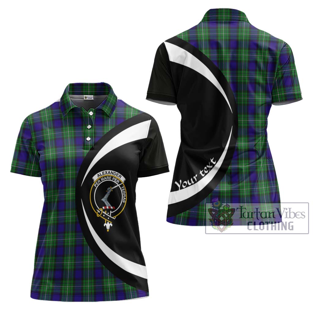 Alexander Tartan Women's Polo Shirt with Family Crest Circle Style Women - Tartan Vibes Clothing