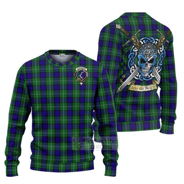 Tartan Vibes Clothing Alexander Tartan Knitted Sweater with Family Crest Celtic Skull Style