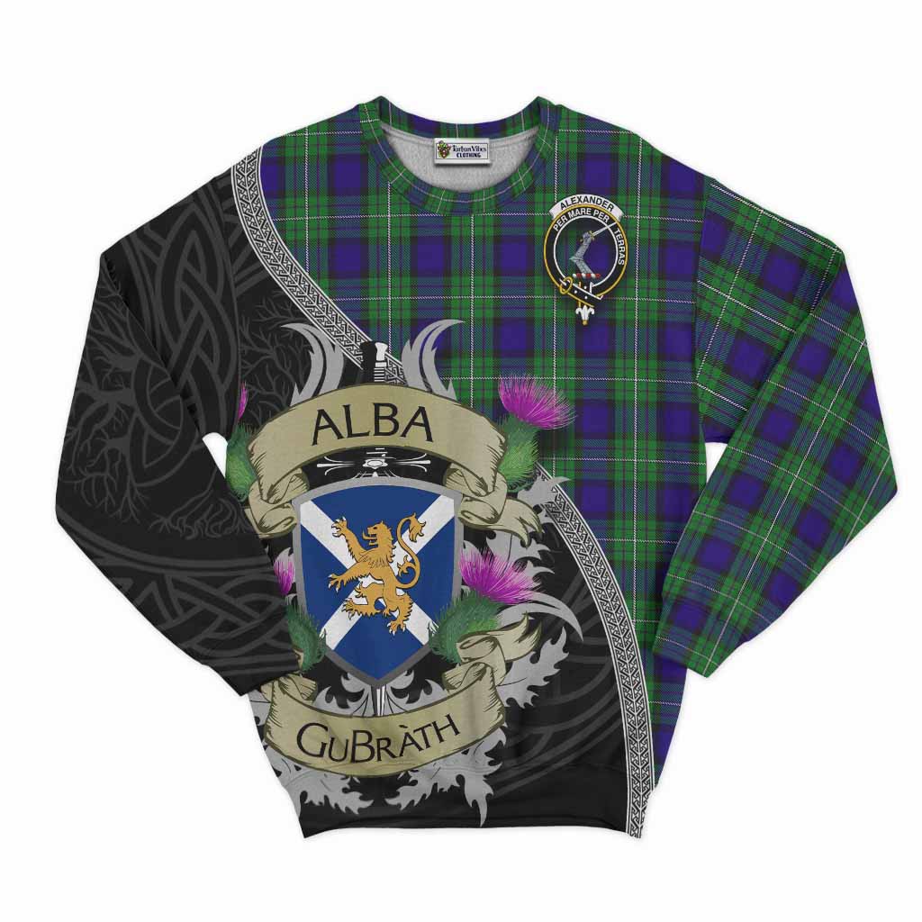 Tartan Vibes Clothing Alexander Tartan Family Crest Sweatshirt Lion Rampant Royal Thistle Shield Celtic Inspired