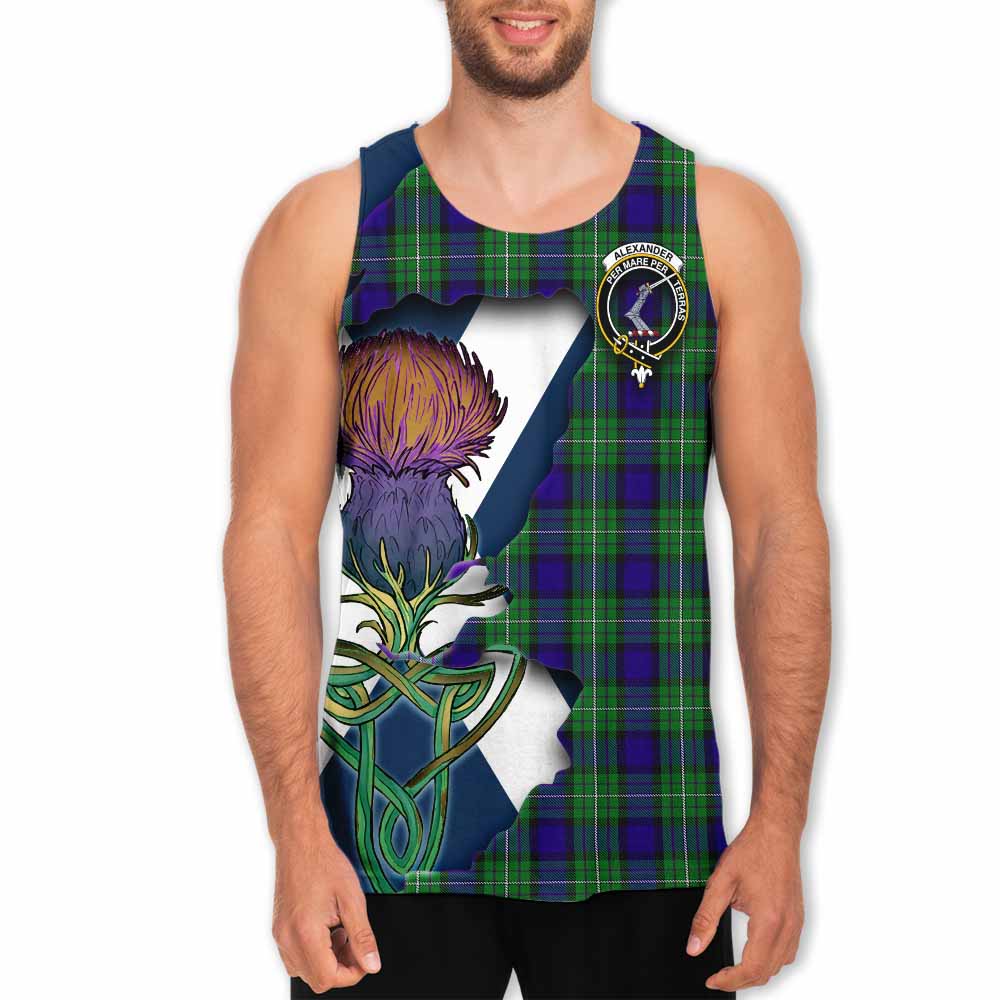 Tartan Vibes Clothing Alexander Tartan Family Crest Men's Tank Top Scottish Thistle Celtic Inspired