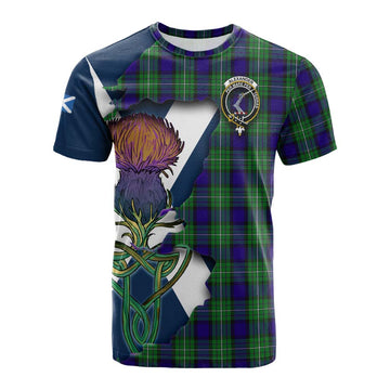 Tartan Vibes Clothing Alexander Tartan Family Crest Cotton T-shirt Scottish Thistle Celtic Inspired