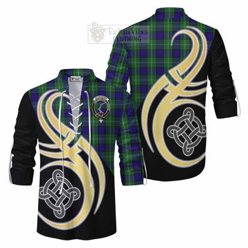 Tartan Vibes Clothing Alexander Tartan Ghillie Kilt Shirt with Family Crest and Celtic Symbol Style