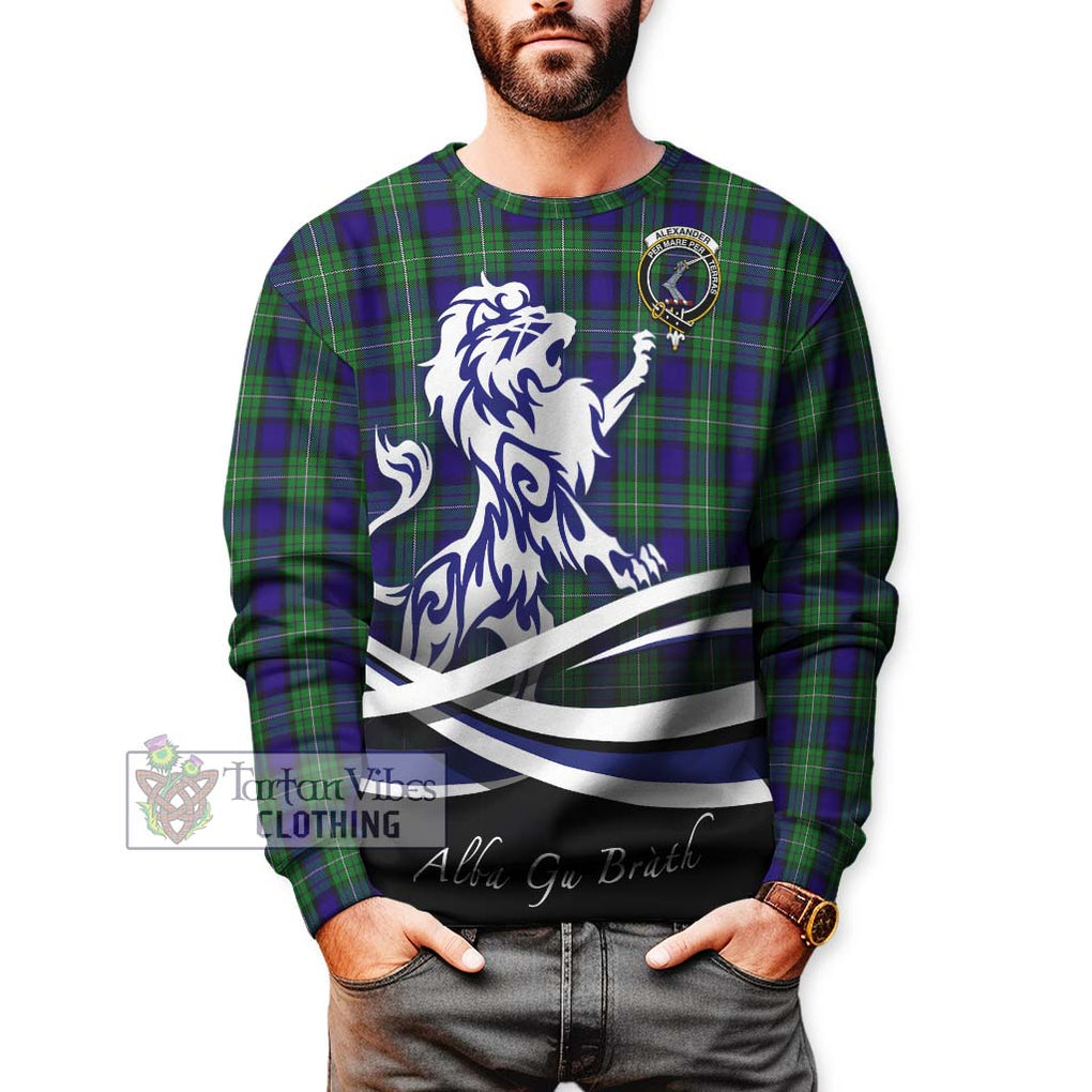 Alexander Tartan Sweatshirt with Alba Gu Brath Regal Lion Emblem Unisex - Tartanvibesclothing Shop