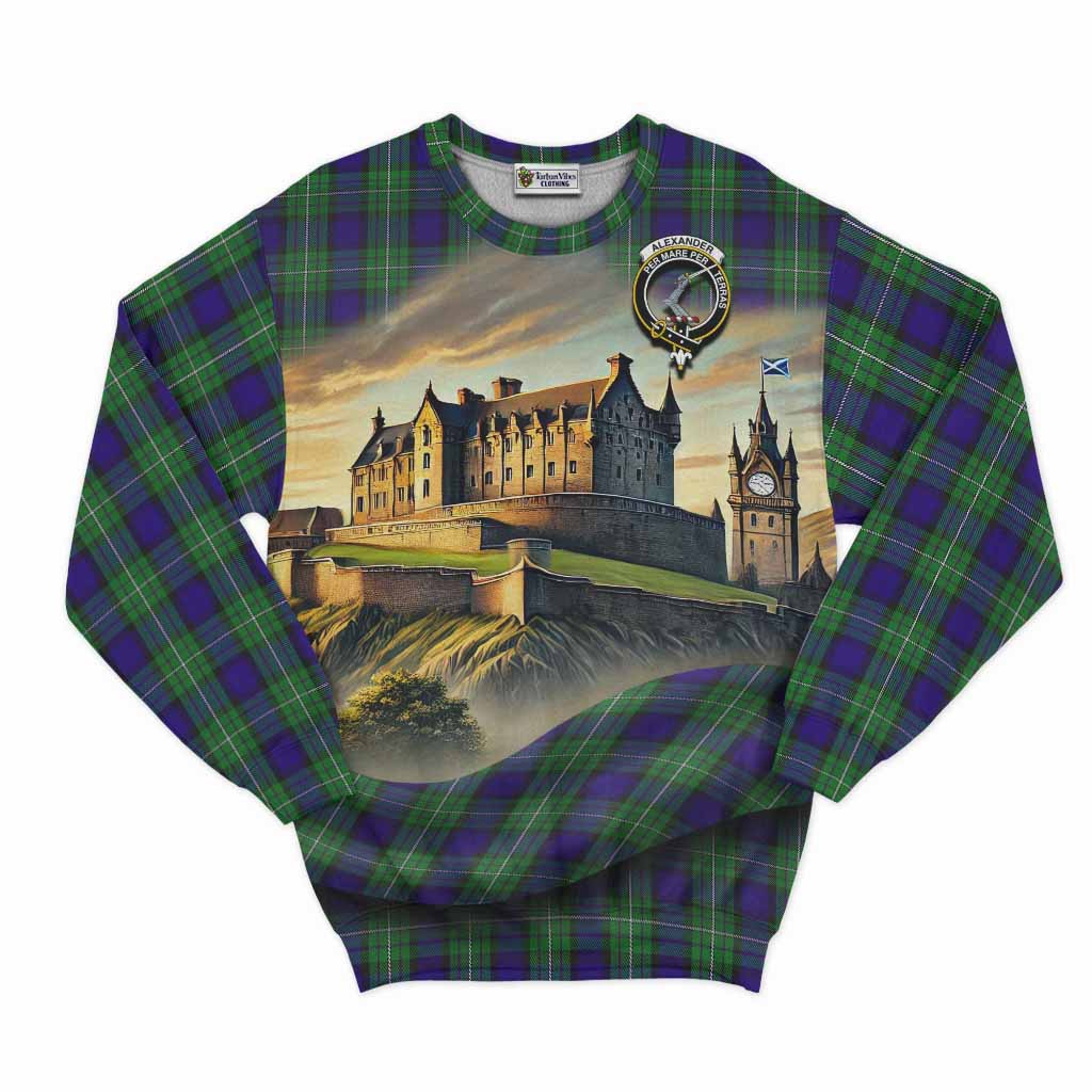 Tartan Vibes Clothing Alexander Tartan Family Crest Sweatshirt with Scottish Ancient Castle Style