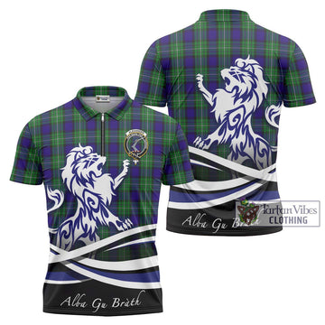 Alexander Tartan Zipper Polo Shirt with Alba Gu Brath Regal Lion Emblem Unisex - Tartanvibesclothing Shop