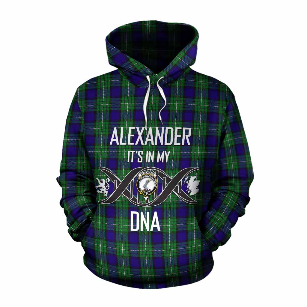 Tartan Vibes Clothing Alexander Tartan Cotton Hoodie with Family Crest DNA In Me Style