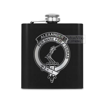 Tartan Vibes Clothing Alexander Crest Hip Flask Set 7oz Black Stainless Steel with A Gift Box