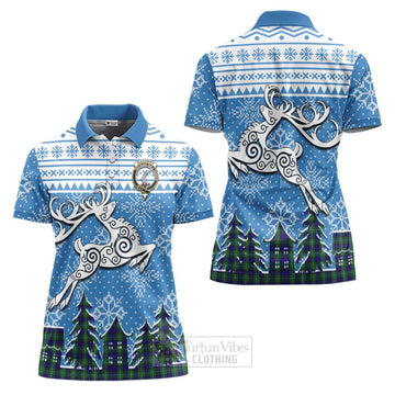 Tartan Vibes Clothing Alexander Clan Christmas Women's Polo Shirt Celtic Reindeer Style