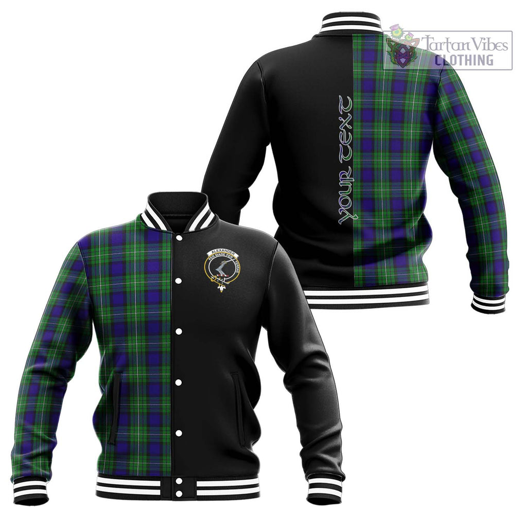 Alexander Tartan Baseball Jacket with Family Crest and Half Of Me Style Unisex - Tartanvibesclothing Shop