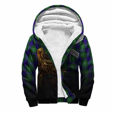 Tartan Vibes Clothing Alexander Crest Tartan Sherpa Hoodie with Golden Lion Emblem Celtic Style