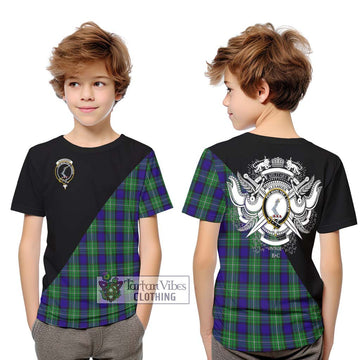Alexander Tartan Kid T-Shirt with Family Crest and Military Logo Style Youth XL Size14 - Tartanvibesclothing Shop