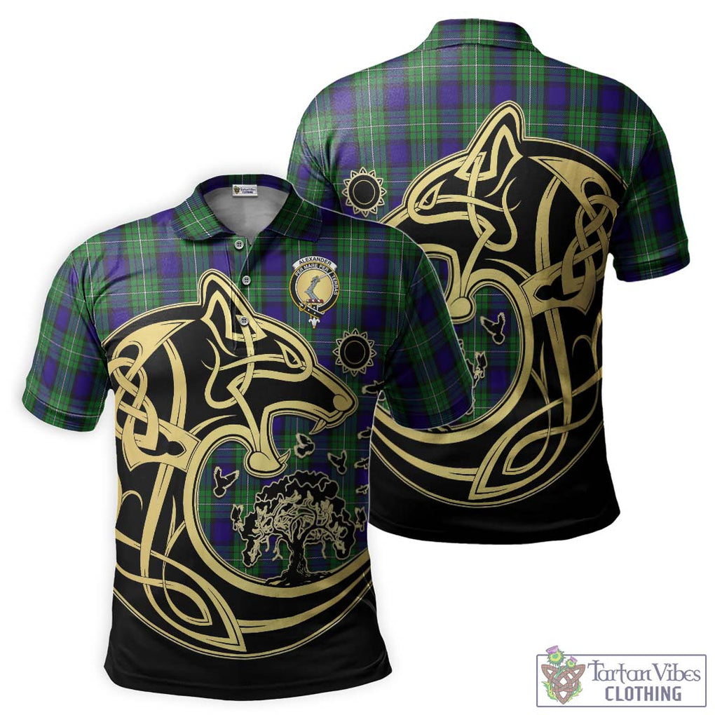 Alexander Tartan Polo Shirt with Family Crest Celtic Wolf Style Kid - Tartanvibesclothing Shop