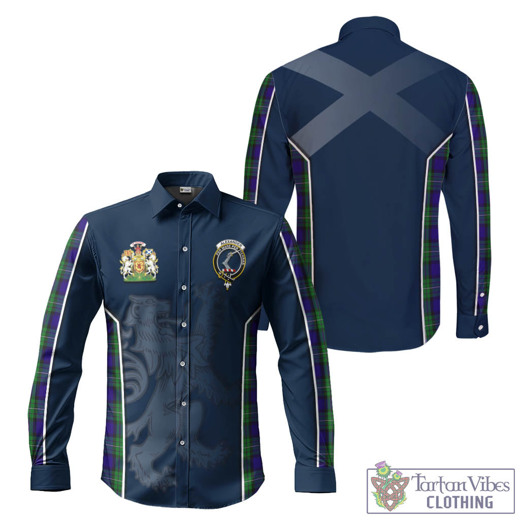 Tartan Vibes Clothing Alexander Tartan Long Sleeve Button Up Shirt with Family Crest and Lion Rampant Vibes Sport Style