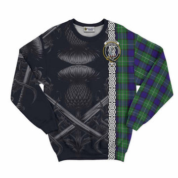 Tartan Vibes Clothing Alexander Tartan Sweatshirt with Family Crest Cross Sword Thistle Celtic Vibes