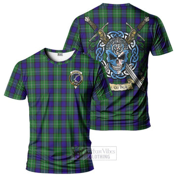 Tartan Vibes Clothing Alexander Tartan T-Shirt with Family Crest Celtic Skull Style