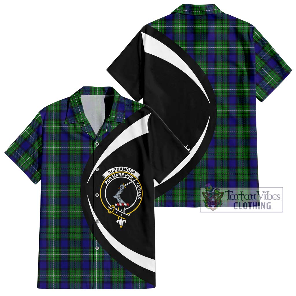Alexander Tartan Short Sleeve Button Up with Family Crest Circle Style Kid - Tartan Vibes Clothing