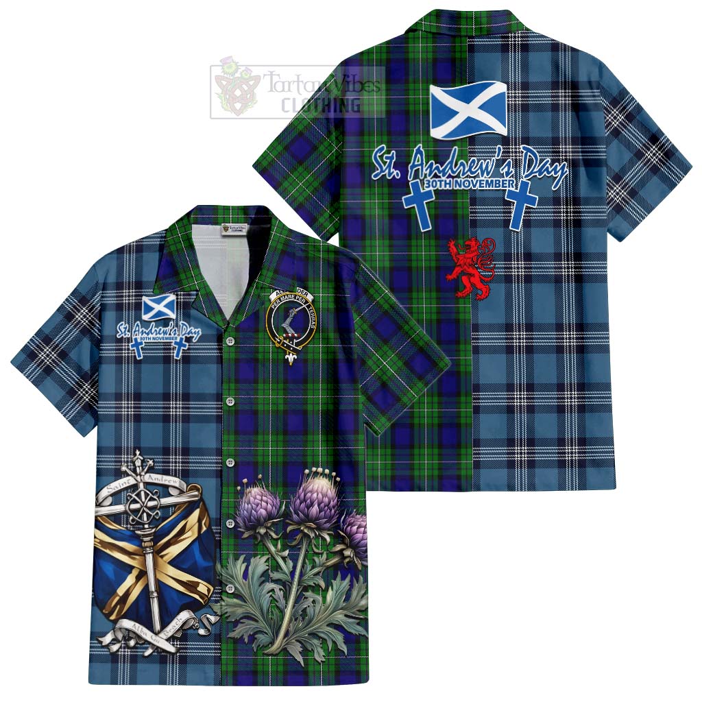 Tartan Vibes Clothing Alexander Tartan Short Sleeve Button Shirt Happy St. Andrew's Day Half Tartan Style