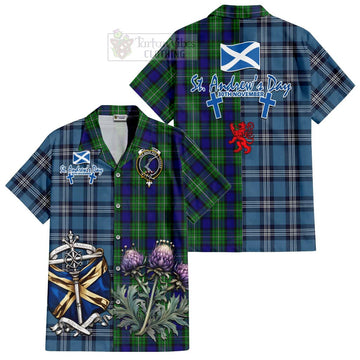Tartan Vibes Clothing Alexander Tartan Short Sleeve Button Shirt Happy St. Andrew's Day Half Tartan Style