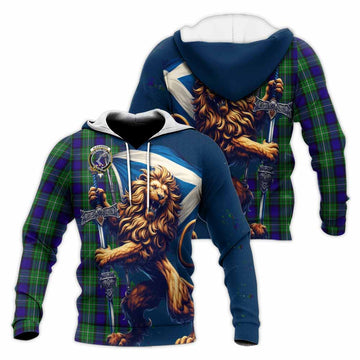 Tartan Vibes Clothing Alexander Tartan Family Crest Knitted Hoodie with Scottish Majestic Lion