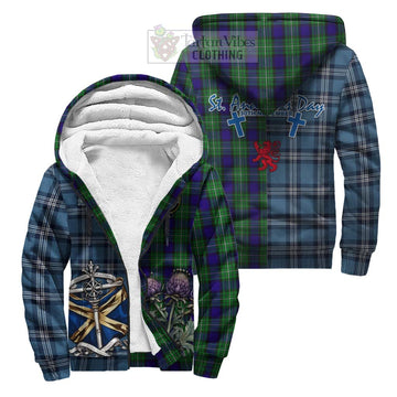Tartan Vibes Clothing Alexander Tartan Sherpa Hoodie Happy St. Andrew's Day Half Tartan Style