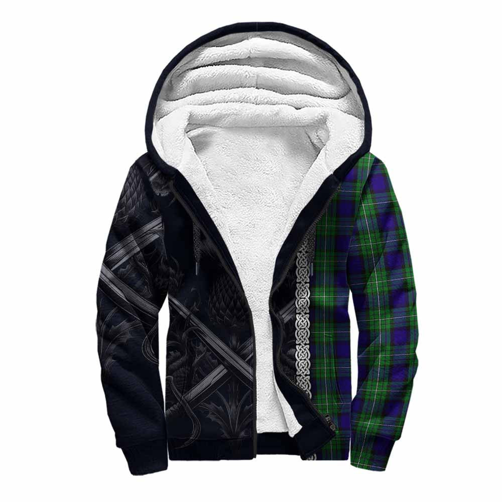 Tartan Vibes Clothing Alexander Tartan Sherpa Hoodie with Family Crest Cross Sword Thistle Celtic Vibes
