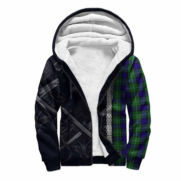 Tartan Vibes Clothing Alexander Tartan Sherpa Hoodie with Family Crest Cross Sword Thistle Celtic Vibes