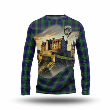 Tartan Vibes Clothing Alexander Tartan Family Crest Long Sleeve T-Shirt with Scottish Ancient Castle Style
