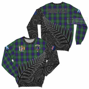 Tartan Vibes Clothing Alexander Crest Tartan Sweatshirt with New Zealand Silver Fern Half Style