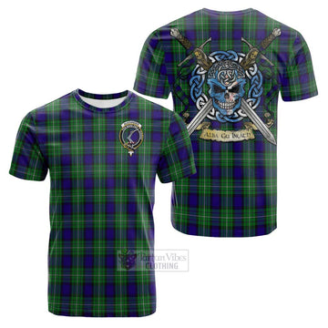 Tartan Vibes Clothing Alexander Tartan Cotton T-shirt with Family Crest Celtic Skull Style