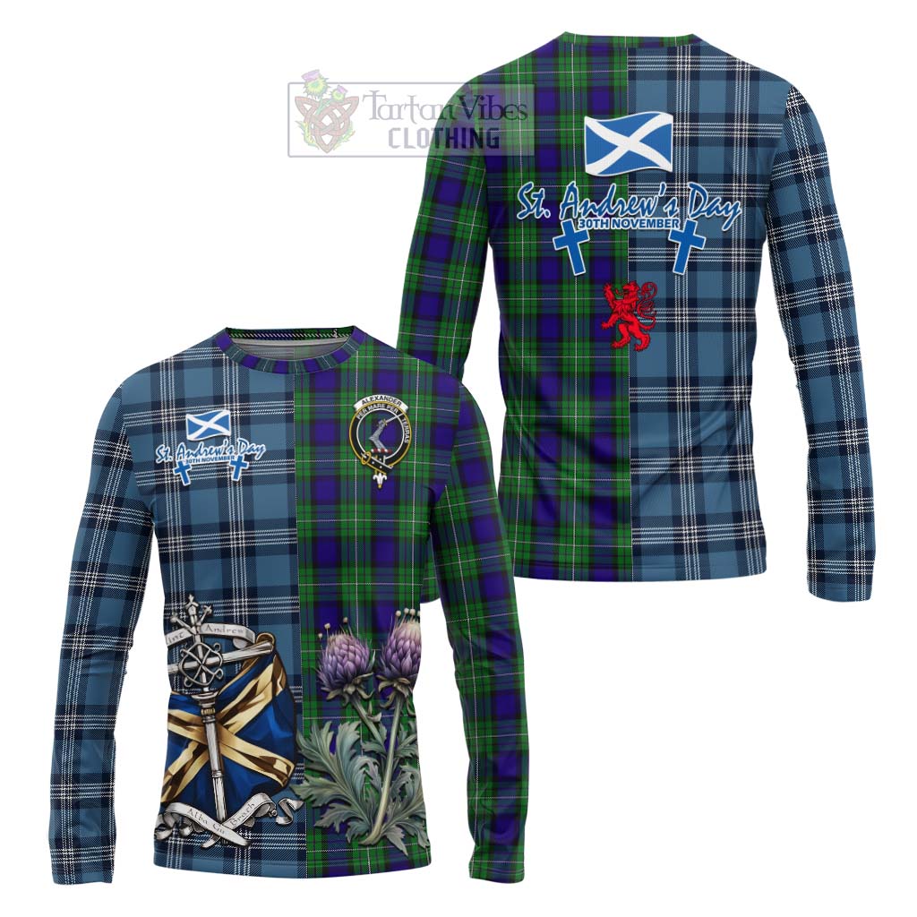 Tartan Vibes Clothing Alexander Tartan Long Sleeve T-Shirt Happy St. Andrew's Day Half Tartan Style